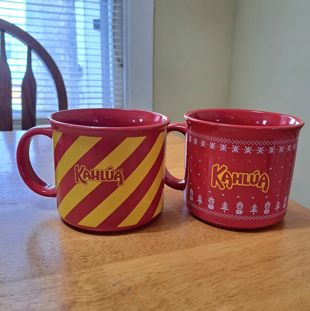 NEW Kahlua Mugs Set Of 2 Red Yellow 16 Oz